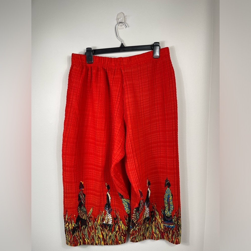 Midnight Velvet Strechy African Indian Print Pants Ladies Red-Orange Size L - Picture 6 of 11